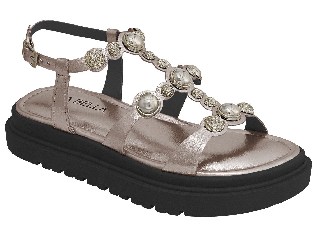 Sandália Feminina Rasteira com Pedrarias Conforto Fashion Plataforma