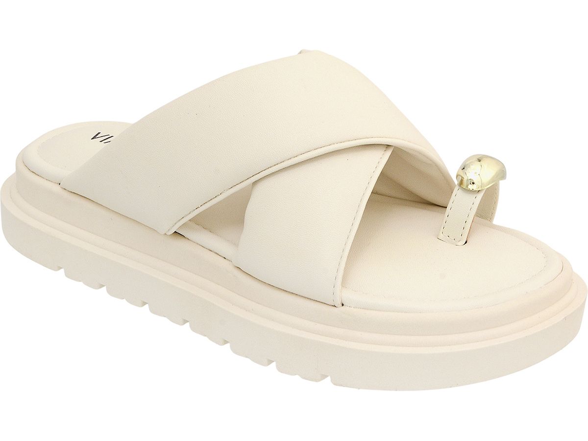 Sandália Feminina Slide Conforto com Detalhe Metalizado Fashion