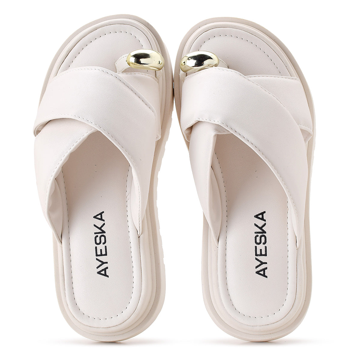 Sandália Feminina Slide Conforto com Detalhe Metalizado Fashion