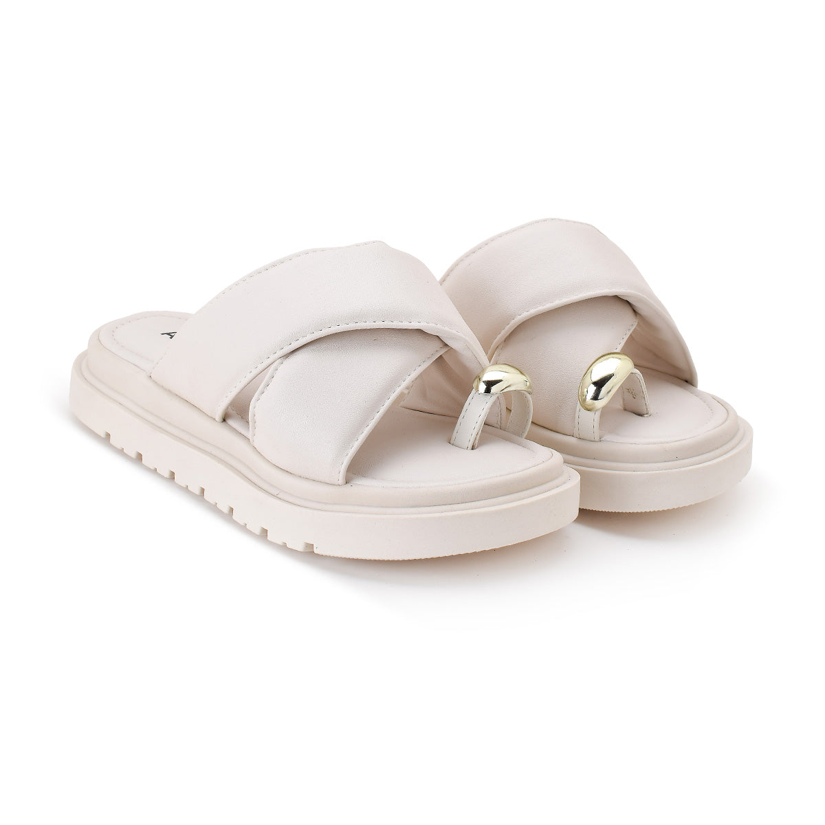 Sandália Feminina Slide Conforto com Detalhe Metalizado Fashion