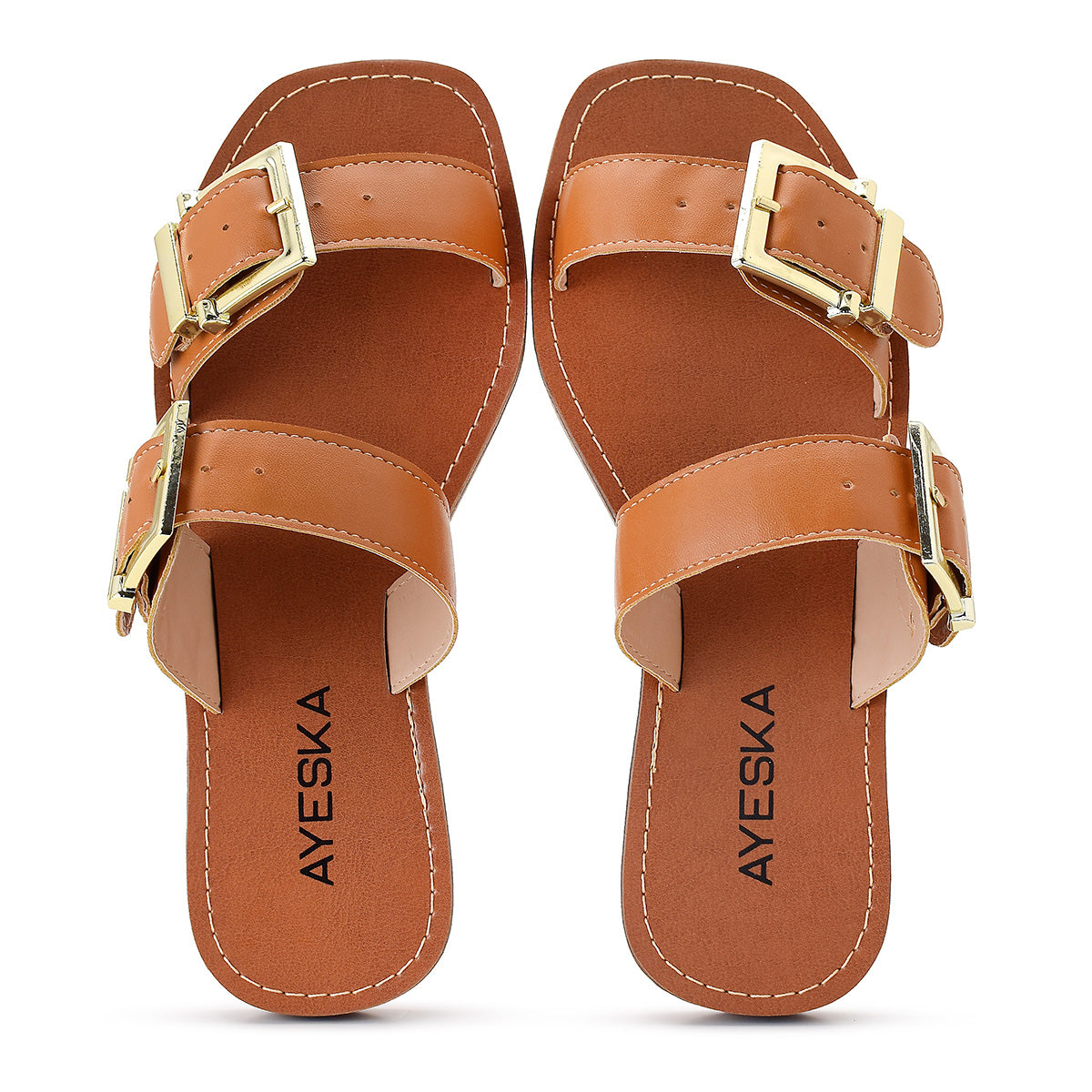 Sandália Feminina Rasteira Preta com Fivelas Duplas Ajustáveis Conforto Casual