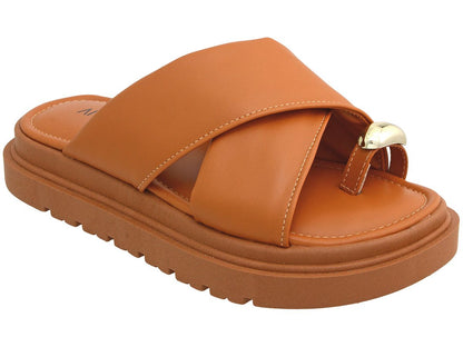 Sandália Feminina Slide Conforto com Detalhe Metalizado Fashion