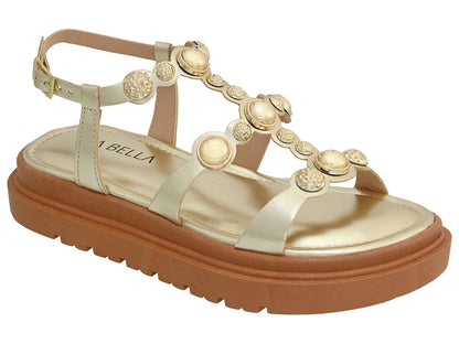 Sandália Feminina Rasteira com Pedrarias Conforto Fashion Plataforma