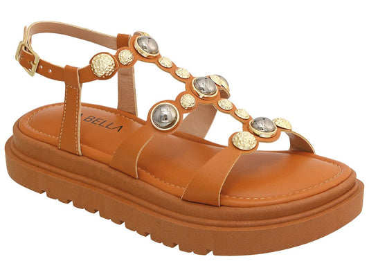 Sandália Feminina Rasteira com Pedrarias Conforto Fashion Plataforma